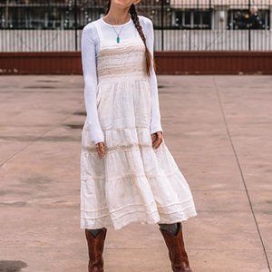 Pinafore Dress with Embroidery